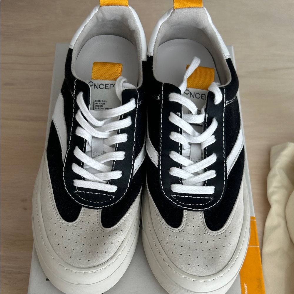 Oncept Lagos shoes.  New with box. Size 8. Black-White.